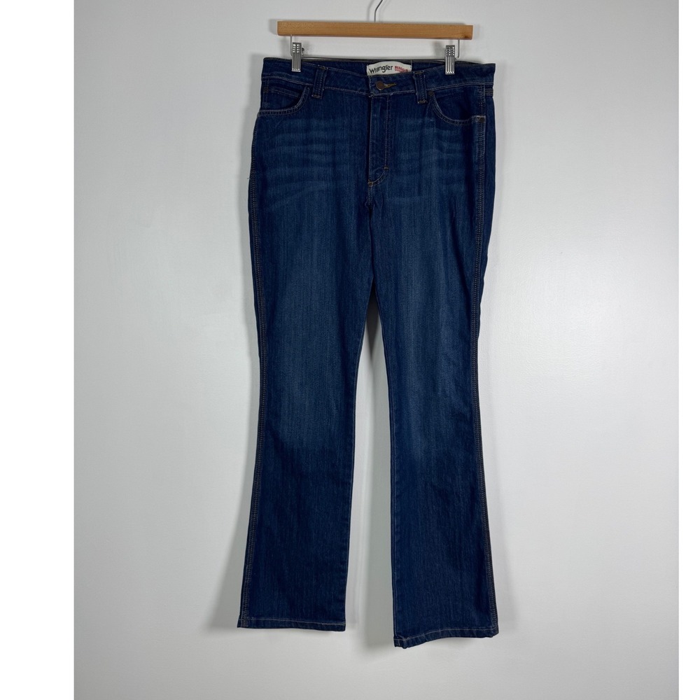 Workwear Wrangler Riggs Womens 12x32 Bootcut Jeans Blue Stretch 103WF05LS